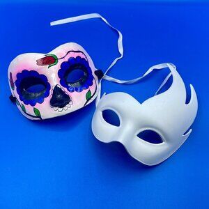 Masquerade Masks 2-pc Day of the Dead and Phantom of the Opera Half Face Costume